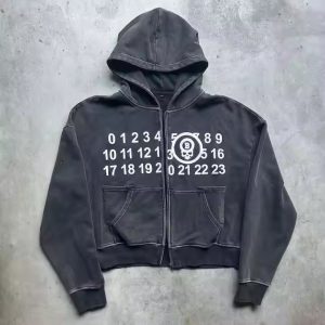 Custom Manufacturer 500 Gsm Heavyweight Oversized Black Grey Screen Printing Men Vintage Zip up Acid Wash Cropped Hoodie