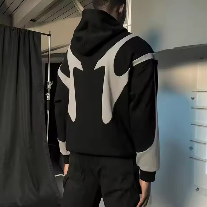Embroidery Printing Manufacturer Custom Mock up Oversized Hoodie 450Gsm 100% Cotton French Terry Zip up Patchwork Hoodies