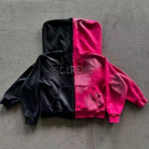 Custom 100% Cotton French Terry Heavyweight 500gsm Oversized Distressed Zip up Vintage Hoodie Men Patchwork Hoodies