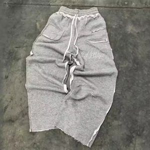 Custom Streetwear Mens Reverse Stitching French Terry Jogger Sweat Pants Embroidered Baggy Flared Wide Leg Sweatpants