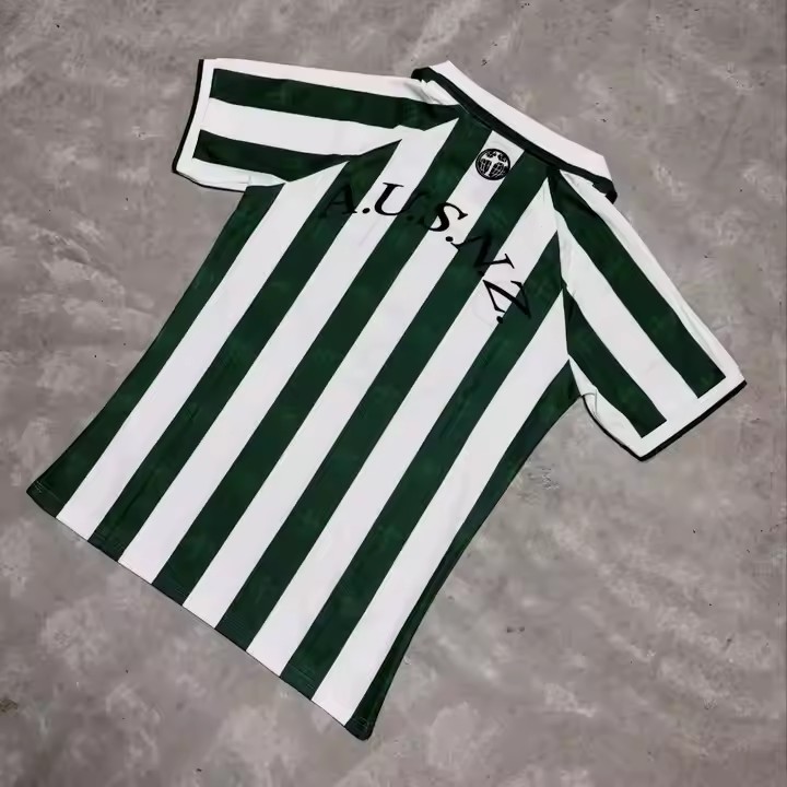 Custom Polo V Neck Striped Jersey T shirt Polyester Printed Sublimation Embroidery Logo Football T Shirts for Men
