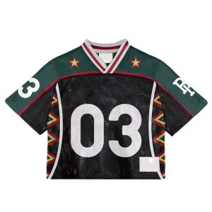 Custom Streetwear Sportswear Men Boxy Jersey V Neck Shirt Polyester Embroidery Sublimation American Football Jerseys T-Shirt