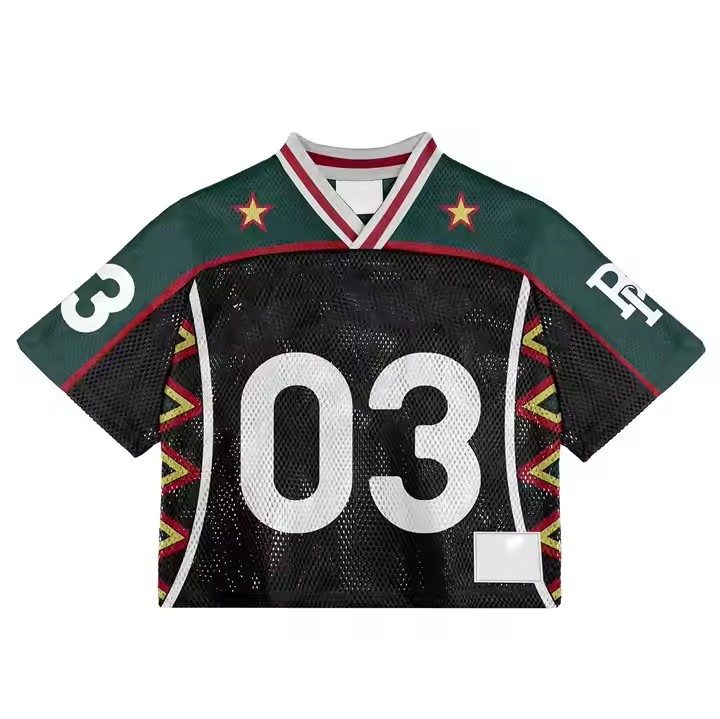 Custom Streetwear Sportswear Men Boxy Jersey V Neck Shirt Polyester Embroidery Sublimation American Football Jerseys T-Shirt