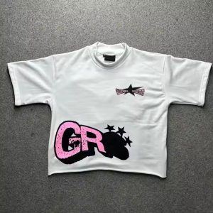 Custom Streetwear100% Cotton French Terry Boxy Cropped T-shirt Short Sleeve Tee Tshirts Graphic 3D Puff Print T Shirt Men