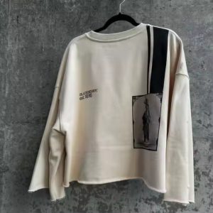 Custom Printed Oversized Crewneck Sweatshirt Thick French Terry Ripped Distressed Cropped Long Sleeve T Shirt for Men