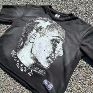 Custom 100% Cotton 300 Gsm Heavy Weight T Shirt Graphic Printing Raw Hem Boxy Cropped Vintage Acid Washed T Shirt