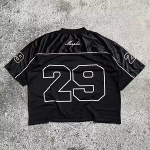 Custom Streetwear Summer Printed Polyester Oversized Boxy Retro Soccer Football Jersey V Neck Mesh Men's T-Shirts