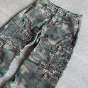 Custom Pants Oversized Heavy Thick Vintage Straight Wide Leg Baggy Camouflage Sweatpants Tracks Camo Cargo Pants Men