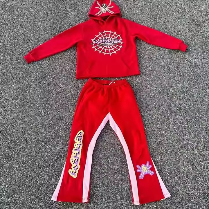 Custom Flared Sweatpants and Hoodie Set Zip up Acid Wash Hoodie and Jogger Set Unisex High Quality Hoodie and Shorts Set Men