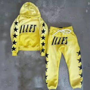Custom Mens Two-Piece Set Heavyweight Pullover Cropped Graphic Printed Distressed Vintage Acid Wash Sweatpants and Hoodie Sets