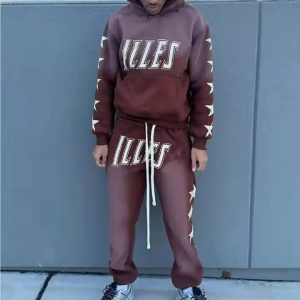 Custom Mens Two-Piece Set Heavyweight Pullover Cropped Graphic Printed Distressed Vintage Acid Wash Sweatpants and Hoodie Sets