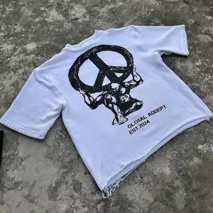 Custom High Quality 100% Organic Cotton 250 Gsm T Shirt Heavyweight Rhinestone Raw Hem Cropped Boxy T Shirt