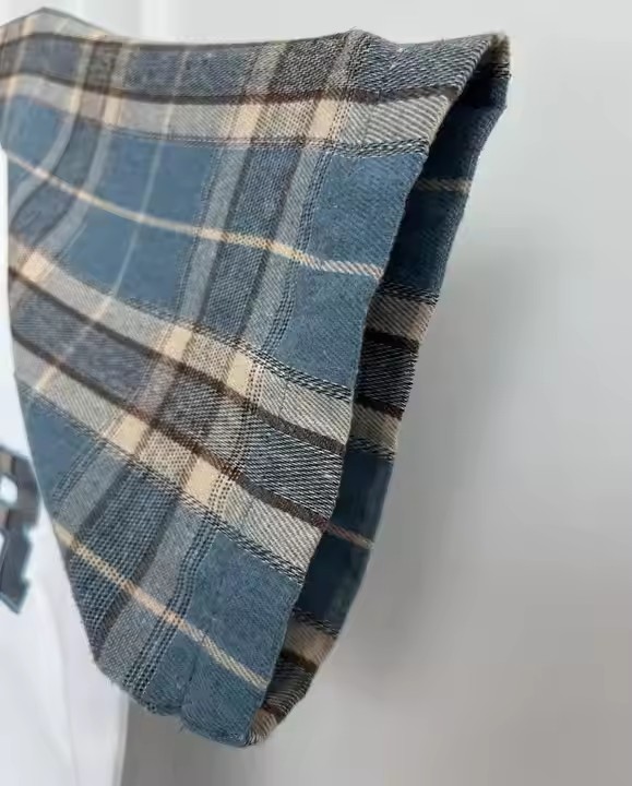 Custom Embroidery Logo High Quality Plaid Raglan Sleeve Flannel Heavy Organic Cotton Oversized Boxy T-Shirt for Men