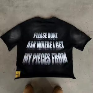 Custom DTG Print Logo Hip Hop Streetwear Heavyweight 250 Gsm 300 Gsm Cotton Oversized Cropped Boxy Fit Men T-Shirt