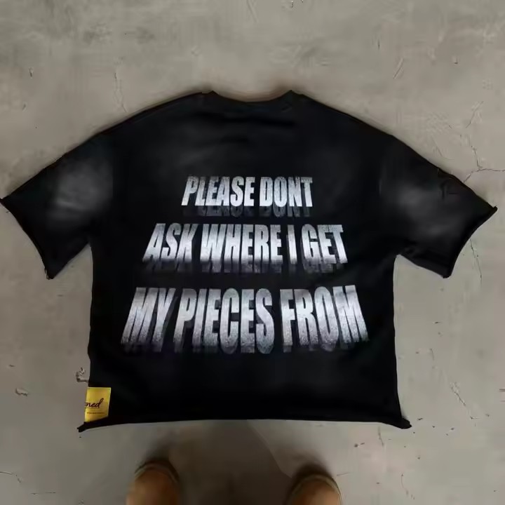 Custom DTG Print Logo Hip Hop Streetwear Heavyweight 250 Gsm 300 Gsm Cotton Oversized Cropped Boxy Fit Men T-Shirt