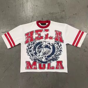 Custom 2025 New Streetwear T-Shirt 100% Cotton Color Block Ringer Crack Printing Oversized Boxy Fit Heavyweight T Shirt