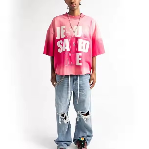 Streetwear Oversized Tshirt Custom Acid Washed Vintage T Shirt Heavyweight Cotton Boxy Cropped T Shirt for Men