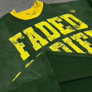 Custom Logo Graphic Printing French Terry Thick Oversized Heavyweight Boxy Cropped T Shirt Men Retro American Football Jersey