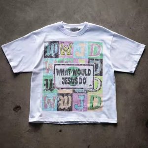 Custom Heavyweight BrandTee Shirt Men Screen Print Cut and Sew T-Shirt High Quality 250 Gsm Raw Hem Boxy Cropped T Shirts