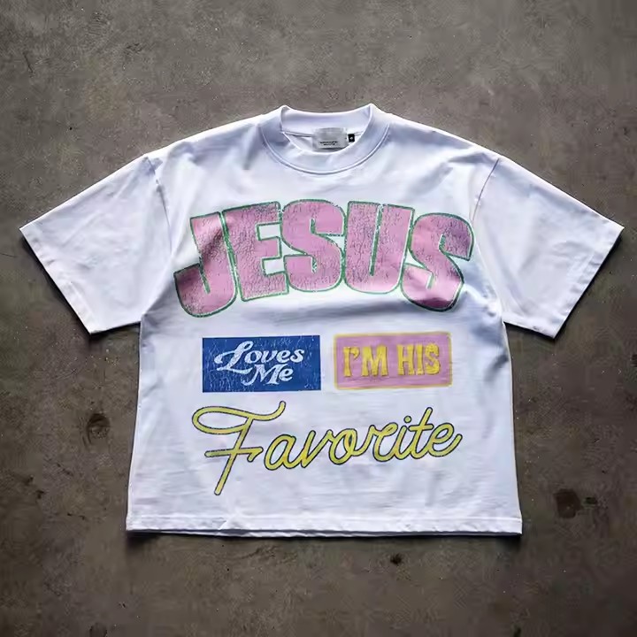 Custom Heavyweight BrandTee Shirt Men Screen Print Cut and Sew T-Shirt High Quality 250 Gsm Raw Hem Boxy Cropped T Shirts