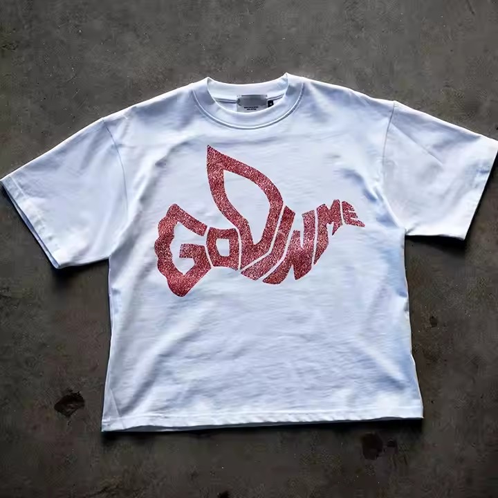 Custom Heavyweight BrandTee Shirt Men Screen Print Cut and Sew T-Shirt High Quality 250 Gsm Raw Hem Boxy Cropped T Shirts
