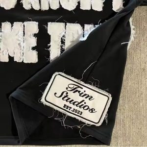 Custom Men Drop Shoulder Heavy Cotton Crew Neck Tee Oversized Applique Patch Embroidery Distressed Boxy Cropped T Shirt Men