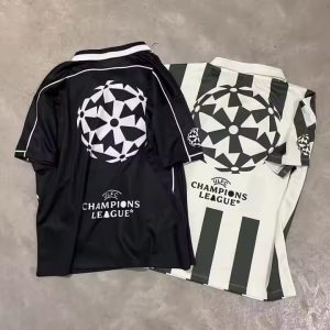 Custom Logo Stripe Club Team Uniform Training Football Shirt V Neck Sports Wear Retro Soccer Jersey T-shirt for Men
