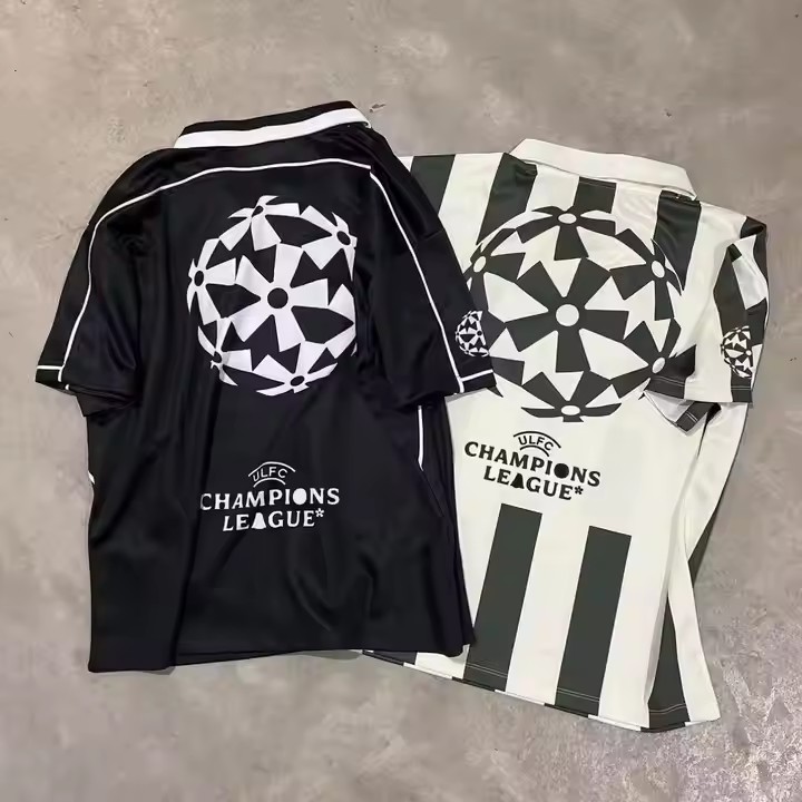 Custom Logo Stripe Club Team Uniform Training Football Shirt V Neck Sports Wear Retro Soccer Jersey T-shirt for Men