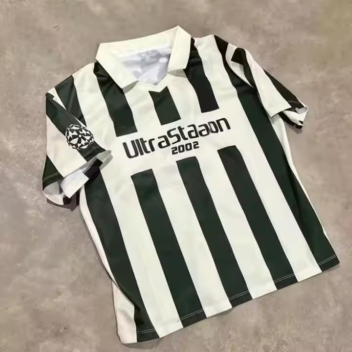 Custom Logo Stripe Club Team Uniform Training Football Shirt V Neck Sports Wear Retro Soccer Jersey T-shirt for Men