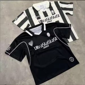 Custom Logo Stripe Club Team Uniform Training Football Shirt V Neck Sports Wear Retro Soccer Jersey T-shirt for Men