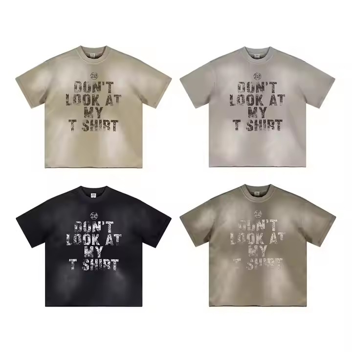 Custom Dtg Silk Screen Printing Logo Oversized Boxy T Shirt Sun Faed Coton Heavyweight Acid Wash Vintage Sunfaed T Shirts