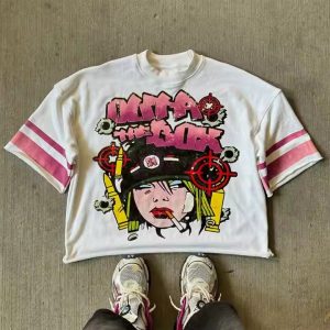 Custom High Quality Casual Streetwear Heavyweight French Terry Graphic Boxy Cropped Silk Screen Printed Retro T-Shirt
