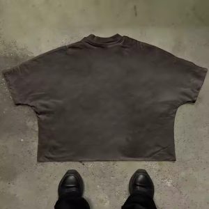 Streetwear Custom Design Men's Plus Size Screen Dtg Print Heavyweight Cotton Oversized Graphic Boxy Cropped T Shirt Men