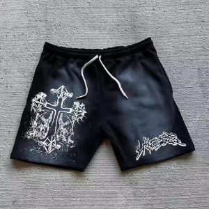 Custom Graphic Print Men Cropped Raw Hem Cotton French Terry Vintage Gym Running Fitness Vintage Acid Wash Shorts Men