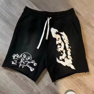 OEM Custom Summer Sports Five Inch Sports Casual Cotton Shorts Men's Running Powder Puff Print Sweatshirt Shorts