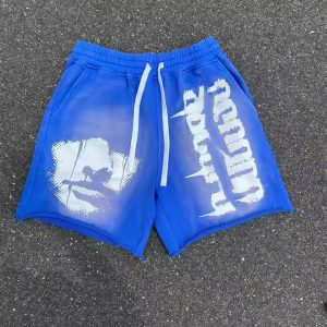OEM Custom Summer Sports Five Inch Sports Casual Cotton Shorts Men's Running Powder Puff Print Sweatshirt Shorts