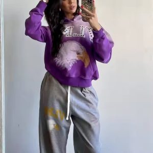 Clothing Manufacturer Custom Boxy Cropped Purple Washed Sun Faded 420 gsm Heavyweight Pullover Rhinestone Acid Wash Hoodie