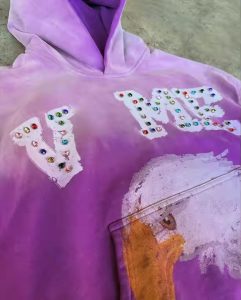 Clothing Manufacturer Custom Boxy Cropped Purple Washed Sun Faded 420 gsm Heavyweight Pullover Rhinestone Acid Wash Hoodie