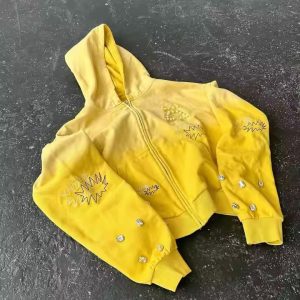 Custom Heavyweight 100% Cotton Pearl on Zipper Hoodie Sun Faded Distressed Embroidery Rhinestone Acid Wash Hoodie for Men