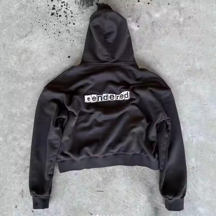 Custom Logo Heavyweight Cotton Hoodies Patchwork Distressed Embroidery Streetwear Oversized Boxy Pullover Hoodie for Men