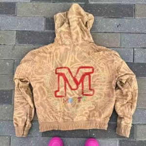 Custom Logo Heavyweight 100% Cotton All Over Print Zipper Hoodies Acid Washed Vintage Distressed Boxy Zip up Hoodies for Men