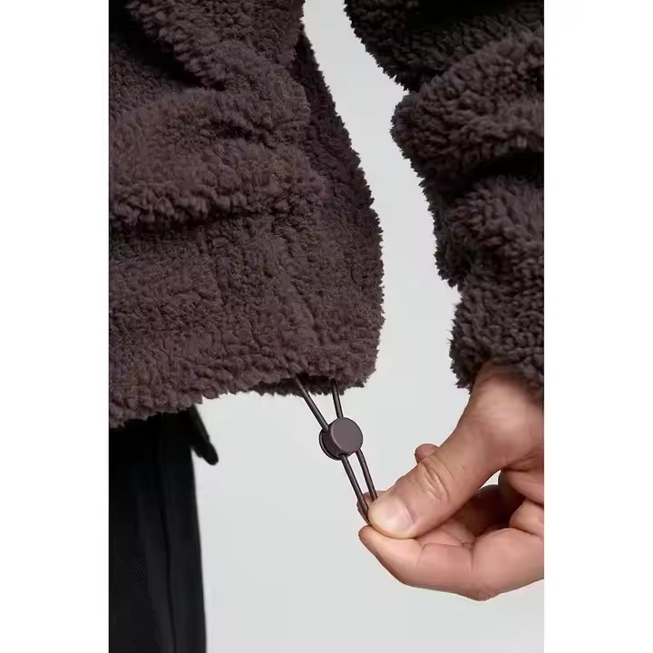 Custom Winter Warm Thick Fleece Fluffy Color Blocked Embroidery Heavyweight Half Face Zip up Masked Sherpa Ninja Hoodie