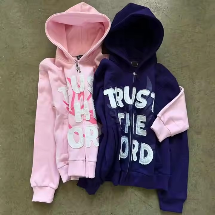 Custom Streetwear Oversized Boxy Zipper Heavyweight 100% Cotton Terry Acid Wash Embroidery Distressed Zip up Hoodie