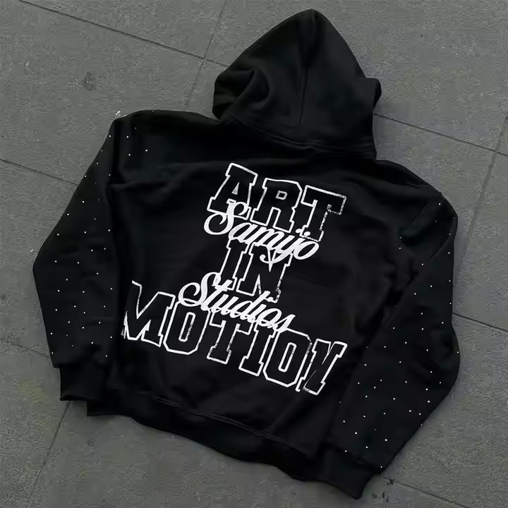 Custom Rhinestone Zip up Hoodie 450 Gsm Thick Heavy Weight Screen Printing Logo Streetwear Zipper Hoodies Men