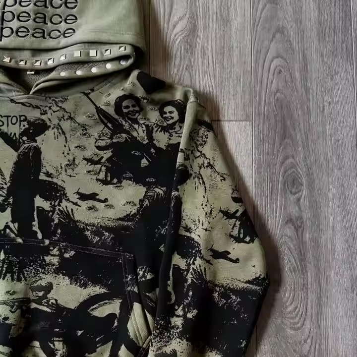 Custom Heavyweight Acid Wash Oversize Hoodie Men Vintage Oversized Hoodie Retro Luxury DTG Print Boxy Fit Mask Hoodie for Men
