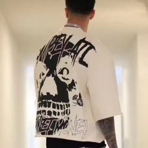 Custom Graphic Printing Washed Vintage Heavyweight 100% Cotton French Terry Oversized Boxy Cropped T-Shirt for Men