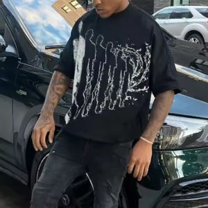 2025 Custom Graphic Crew Neck Drop Shoulder Heavyweight T-Shirts Oversized Cropped Boxy Fit T Shirt for Men