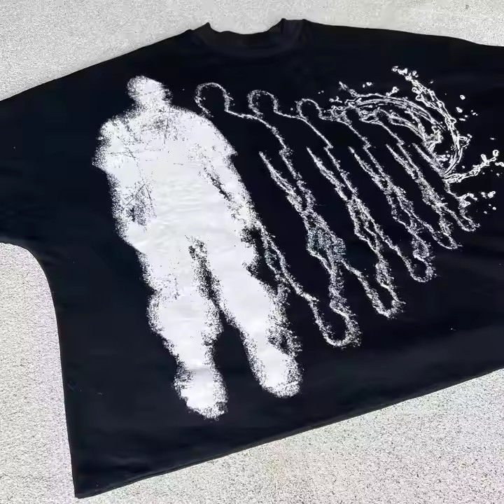 2025 Custom Graphic Crew Neck Drop Shoulder Heavyweight T-Shirts Oversized Cropped Boxy Fit T Shirt for Men