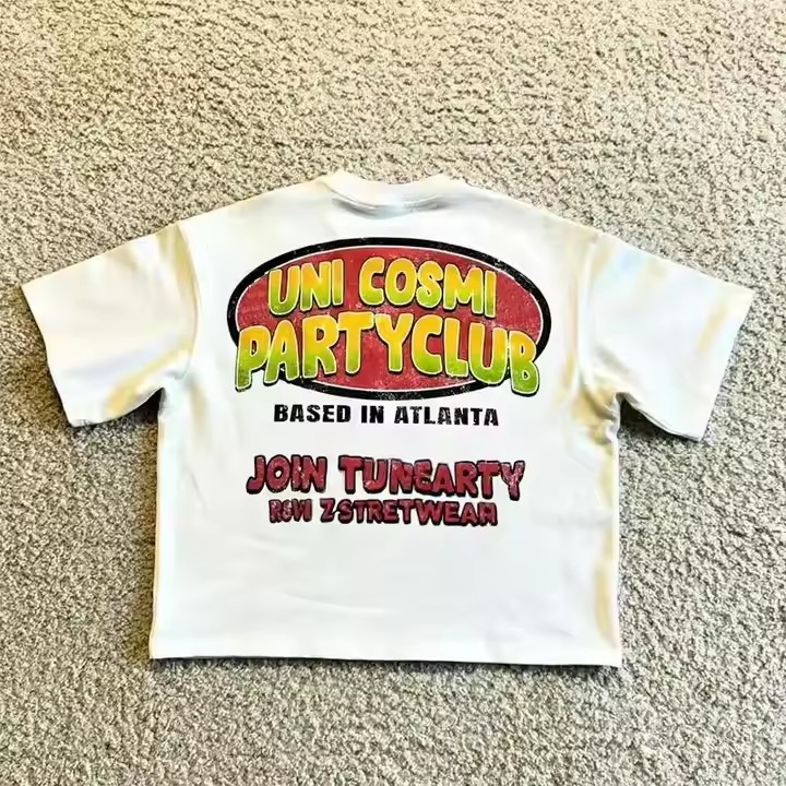 High Quality Custom Cotton Heavyweight Streetwear Graphic Tee DTG Print Short Sleeve Baggy Cropped Boxy T Shirt Men