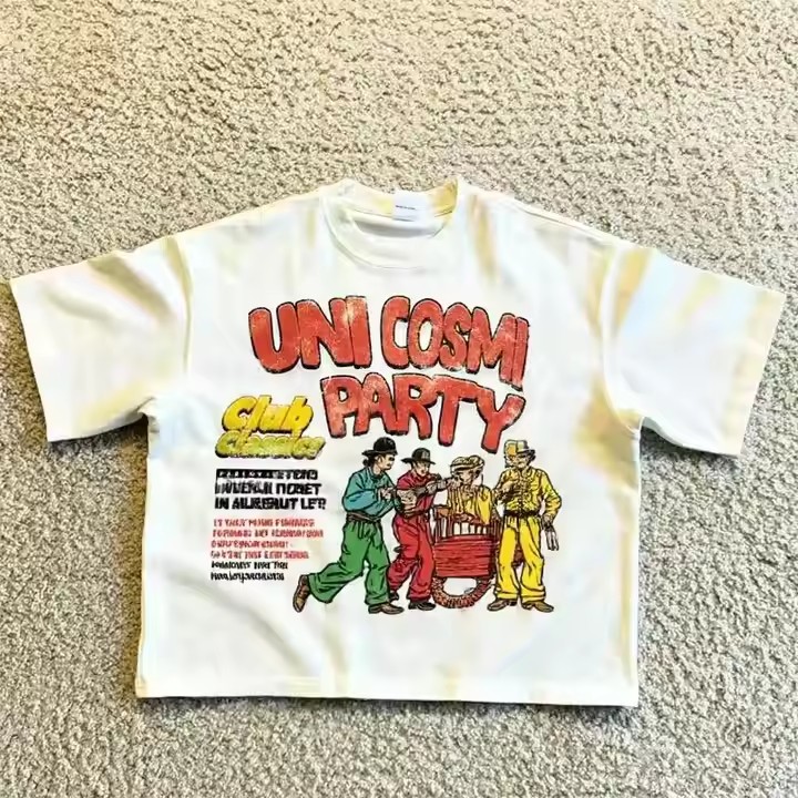 High Quality Custom Cotton Heavyweight Streetwear Graphic Tee DTG Print Short Sleeve Baggy Cropped Boxy T Shirt Men